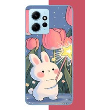 Aksesuarist Redmi Note 12 4g Uyumlu Peluş Tavşan Baskılı Silikon Kılıf
