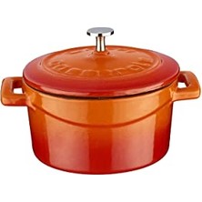 Die Grup Lava Metal Döküm Mini Tencere, Trendy, 10 Cm, 0.35 L Hacim, Turuncu