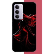 Aksesuarist Redmi 15 4g Uyumlu Kırmızı Elbiseli Kadın Baskılı Silikon Kılıf