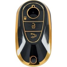 Die Grup Autohan Keys Lüx Mercedes W206 W223 S350 C260 C300 Serisi Için Nano Anahtar Kılıfı, Siyah Gold, Premium Tasarım