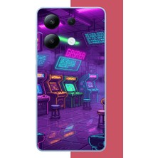 Aksesuarist Redmi Note 13 4g Uyumlu Cyberpunk Neon Arcade Baskılı Silikon Kılıf