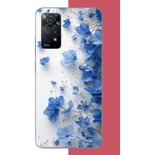 Aksesuarist Redmi Note 11E Uyumlu Mavi Çiçek2 Baskılı Silikon Kılıf
