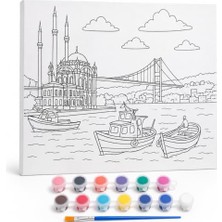 Die Grup Sogud Boyama Tuval Seti - 40X50 cm Büyük Boy Hazır Desenli Tuval - 12 Renk Boya ve Fırça Dahil - Çocuklar ve Yetişkinler Için Hobi, Sanat ve Kendin Yap Boyama Seti - Sürpriz Model