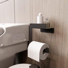Die Grup Raflı Tuvalet Kağıtlığı, Banyo Tuvalet Kağıtlık, Wc Tuvalet Kağıdı Tutucu, Banyo Tuvalet Kağıdı Askısı, Tuvalet Kağıdı Aparatı, Metal Tuvalet Kağıdı Standı (Metal, Siyah)