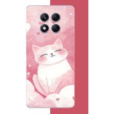 Aksesuarist Redmi Note 14 Pro Plus Uyumlu Pembe Kedi Baskılı Silikon Kılıf