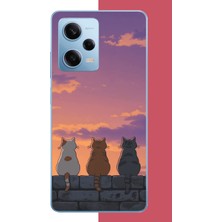 Aksesuarist Redmi Note 12 Pro 5g Uyumlu Duvardaki Kediler Baskılı Silikon Kılıf