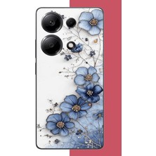Aksesuarist Redmi Note 13 Pro 4g Uyumlu Mavi Çiçek Baskılı Silikon Kılıf