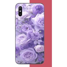 Aksesuarist Redmi 9A Uyumlu Mor Çiçek Baskılı Silikon Kılıf