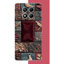 Aksesuarist Redmi Note 14 Pro 5g Uyumlu Kumaş Blok Baskılı Silikon Kılıf