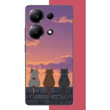 Aksesuarist Redmi Note 13 Pro 4g Uyumlu Duvardaki Kediler Baskılı Silikon Kılıf