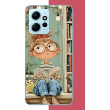 Aksesuarist Redmi Note 12 4g Uyumlu Kitapçı Kız Baskılı Silikon Kılıf