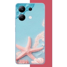 Aksesuarist Redmi Note 13 4g Uyumlu Mavi Kumsal Baskılı Silikon Kılıf