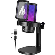 Die Grup Pc Için USB Mikrofon, Sessiz Düğmeli Rgb Oyun Mikrofonu, Gürültü Önleyici Kondenser Mikrofon, Akış, Podcast, Kayıt, Sohbet Için Kazanç Topuzlu Ps5/ps4/mac, DGM20 ile Uyumlu