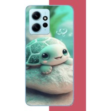 Aksesuarist Redmi Note 12 4g Uyumlu Sevimli Kaplumbağa Baskılı Silikon Kılıf