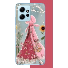 Aksesuarist Redmi Note 12 4g Uyumlu Pembe Elbiseli Kız Baskılı Silikon Kılıf