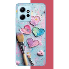 Aksesuarist Redmi Note 12 4g Uyumlu Renkli Tuval Baskılı Silikon Kılıf