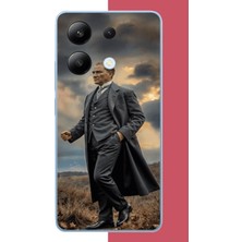 Aksesuarist Redmi Note 13 4g Uyumlu Atatürk Gri Takım Elbiseli Baskılı Silikon Kılıf
