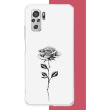 Aksesuarist Redmi Note 10 / 10S Uyumlu Siyah Gül Baskılı Silikon Kılıf