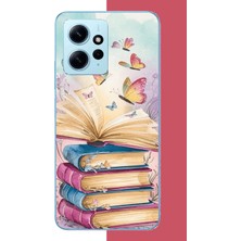 Aksesuarist Redmi Note 12 4g Uyumlu Kelebekli Kitaplar Baskılı Silikon Kılıf