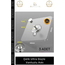 #vantuzluaskı Paslanmaz Şeffaf Yapışkanlı 1kg Kapasiteli Su Geçirmez Çelik Ultra Güçlü Vantuzlu Askı 3 Adet