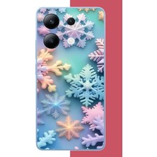 Aksesuarist Redmi Note 13 4g Uyumlu Renkli Kar Taneleri Baskılı Silikon Kılıf