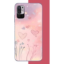 Aksesuarist Redmi Note 10 5g Uyumlu Renkli Kalp Baskılı Silikon Kılıf