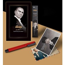 Die Grup 2026 Gazi Paşa Atatürk Ajandası Ayraç Kartpostal Kalem - Kırmızı