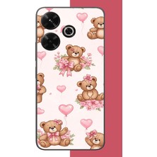 Aksesuarist Redmi 13 Uyumlu Fiyonklu Peluş Ayıcık Baskılı Silikon Kılıf