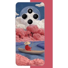 Aksesuarist Redmi 14C Uyumlu Kayık ve Pembe Ağaç Baskılı Silikon Kılıf