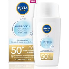 Die Grup Nıvea Sun SPF50+ Hafif Dokulu Güneş Koruyucu Yüz Kremi 40ML, Yüksek Güneş Koruyucu, Erken Yaşlanma Karşıtı, Tüm Cilt Tipleri
