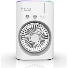 Die Grup Inca IMF-10B Şarj Edilebilir 2400 Mah Taşınabilir Buzlu Su Hazneli Soğutucu Renkli Işıklı Masa Fanı Masaüstü Fan 6 Inch 360 Döner Püskürtme Kanalları 2 Çalışma Süresi 3-5 Saat Su Tank Kapasitesi 280ML