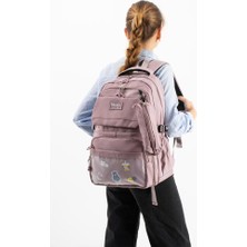 Baginn Ventis Unisex Okul Çantası Lise Ortaokul Kalemlikli 2'li Set Sırt Çantası 43*30 cm Çok Cepli Vnt7-D