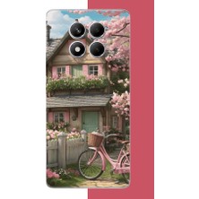 Aksesuarist Redmi Note 14 Pro Plus Uyumlu Pembe Bisiklet Baskılı Silikon Kılıf