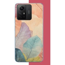 Aksesuarist Redmi Note 12S Uyumlu Renkli Yaprak Baskılı Silikon Kılıf