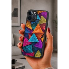 BG AKSESUAR iPhone 12 Pro Max Uyumlu Üçgen Desenli Kamera Korumalı Darbelere Dayanıklı Kılıf