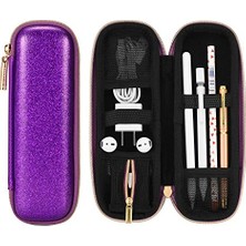 Die Grup Apple Pencil Için Kalem Tutucu Kalem Kutusu, Kalem Aksesuarları Elastik Kayış Kol Koruyucu Taşıma Çantası USB Kablosu Airpods File Cepli Airpods, Mor Glitter