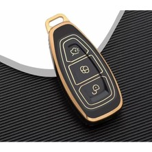 Die Grup Autohan Keys Lüks Ford Anahtar Kılıfı, Siyah-Altın Renk, Focus Fiesta Kuga Mondeo Smax Cmax Ecosport Modelleri Için Nano Koruyucu