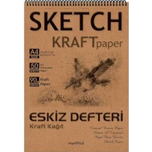 Die Grup Etika Kraft Eskiz Defteri A4-90 gr Doğal Kağıt, Spiralli, 50 Yaprak Sketchbook
