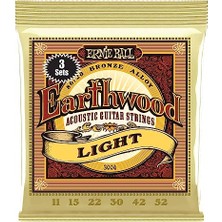 Die Grup Ernie Ball Earthwood Light 80/20 Bronze Acoustic Guitar Strings 3-Pack - 11-52 Gauge