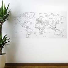 Die Grup Yazılabilir Dünya Haritası Manyetik Duvar Stickerı 110 x 56 cm