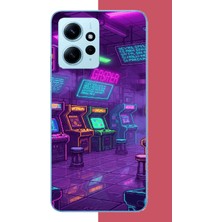 Aksesuarist Redmi Note 12 4g Uyumlu Cyberpunk Neon Arcade Baskılı Silikon Kılıf
