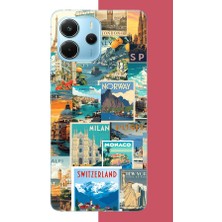 Aksesuarist Redmi Note 14 4g Uyumlu Kart Postal Kolaj Baskılı Silikon Kılıf