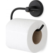 Die Grup Lotus Siyah Açık Tuvalet Kağıtlığı, Yapışkanlı ve Vidalı Montajlı Tuvalet Kağıdı Askısı, Mat Siyah Statik Boyama, 35 mm Oval Bantlı Banyo Aksesuarı