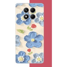 Aksesuarist Redmi Note 14 Pro 4g Uyumlu Tuvaldeki Mavi Çiçek Baskılı Silikon Kılıf