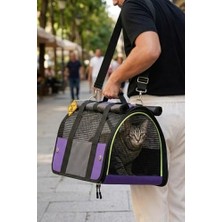 Die Grup Reyo Brave Paws Flybag Plastik Yırtılmaz Fileli Kedi ve Köpek Taşıma Çantası Seyahat Çantası Mor 45X25X26CM Havayolu Uçuş Standartlarına Uygun