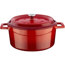 Die Grup Lava Döküm Yuvarlak Tencere, Trendy, 24 Cm, 4.49 L Hacim, Kırmızı