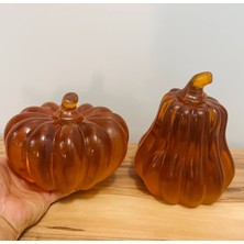 MYK Hediye ve Sanat Atölyesi Özel Tasarım Şeffaf Oniks Efektli 2'li Kabak Heykeli Kırılmaya Dayanıklı Modern Salon & Mutfak Dekoru