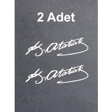 Die Grup Sticker Usta Atatürk Imza Sticker - (2 Adet Mustafa Kemal Atatürk Imza 00016 Beyaz 15X4,5 cm