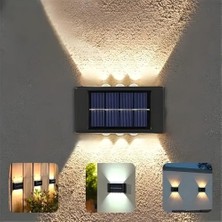 Die Grup Güneş Enerjili Dış Mekan Duvar Lambası - 6 LED Çift Yönlü Bahçe Aydınlatması, Güneş Panelli Su Geçirmez Dekoratif Aplik, Çit, Balkon ve Merdiven Için Sıcak Beyaz Gece Lambası          [enerji Sınıfı A