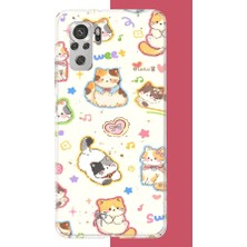 Aksesuarist Redmi Note 10 / 10S Uyumlu Tatlı Kediler Baskılı Silikon Kılıf